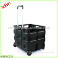 Black plastic folding shopping carts